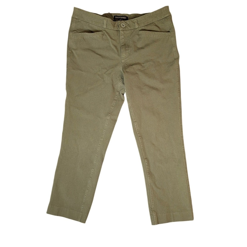 Banana Republic Olive Green Straight Leg Ankle Chino Pants Womens Size 6 Stretch